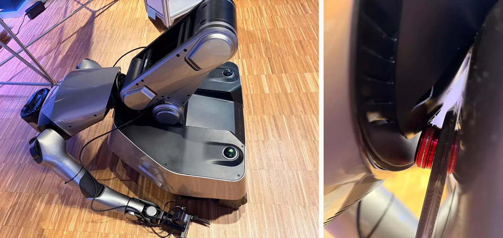 The R1 fell on itself and pressed its own E-stop